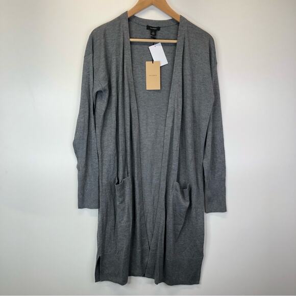 Halogen long open cardigan sweater gray - XS - Picture 3 of 11